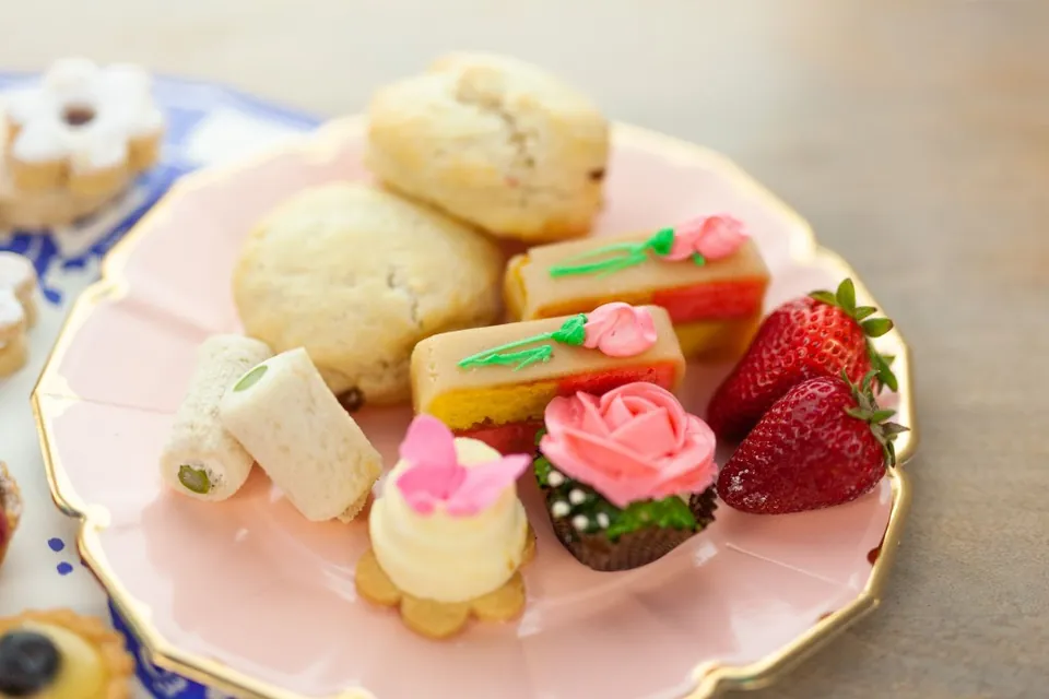 Princess Picnic plate with savoury sandwiches, snacks, and dainty desserts